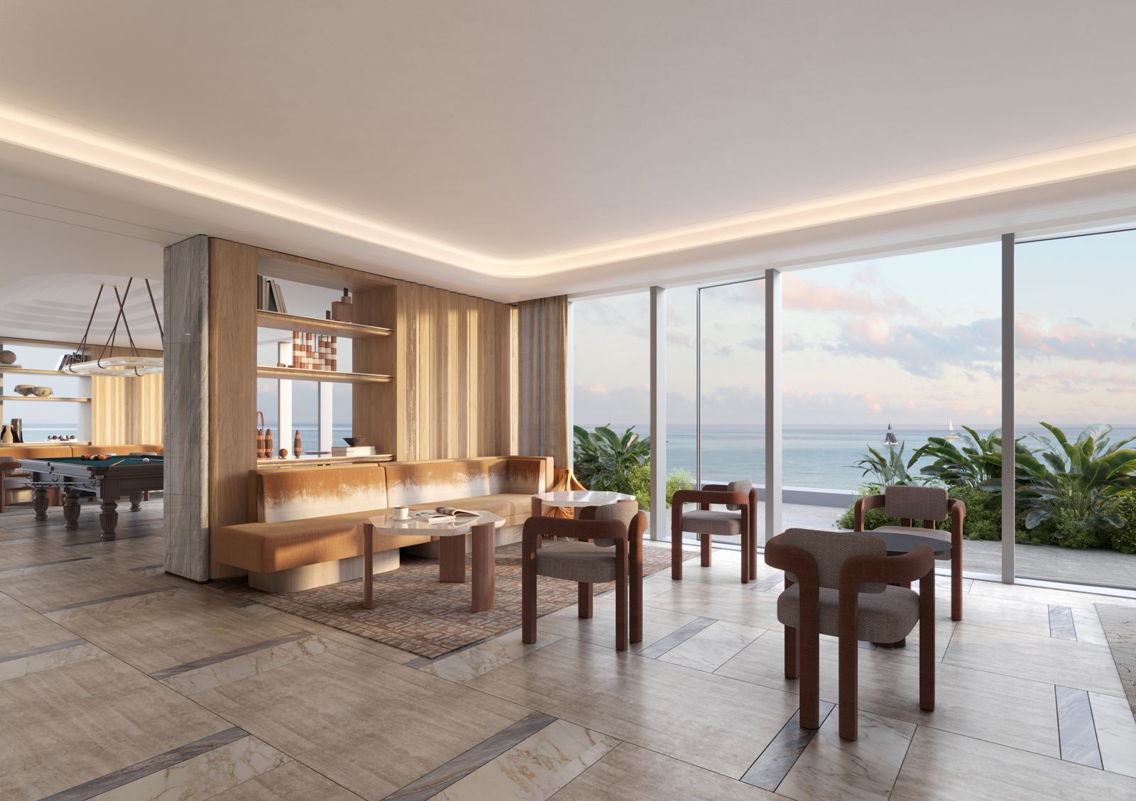 Residents' lounge with sea views